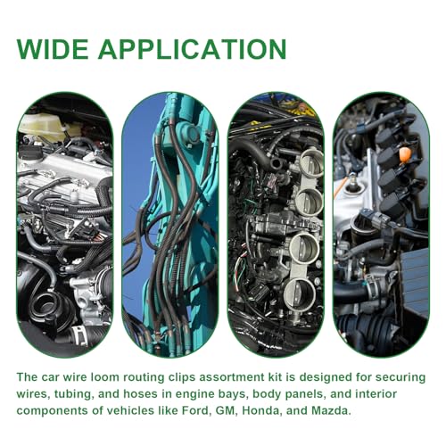 240pcs Car Wire Loom Routing Clips Assortment Kit, 15 Sizes Universal Car Wiring Harness Clips & Push Mount Cable Ties Replacement Parts for Ford Honda GM Mazda