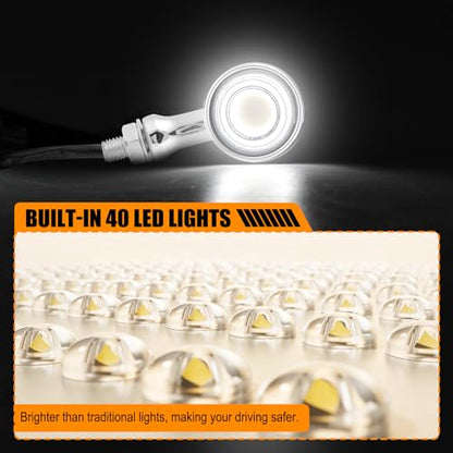DREAMIZER Motorcycle Led Turn Signal Lights 2x, Bullet Blinker Motorcycle Front Turn Signal Light Compatible with Harley Honda Yamaha Kawasaki (Chrome/Yellow-White light) - color: B-Front/Chrome shell + yellow-white light