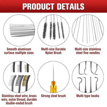 WLLHYF Carburetor Cleaning Kit 10 Cleaning Needles 13 Stainless Steel Wires | Professional Nylon Brushes for Motorcycle Lawnmower ATV Chainsaw Welder Carb Spray