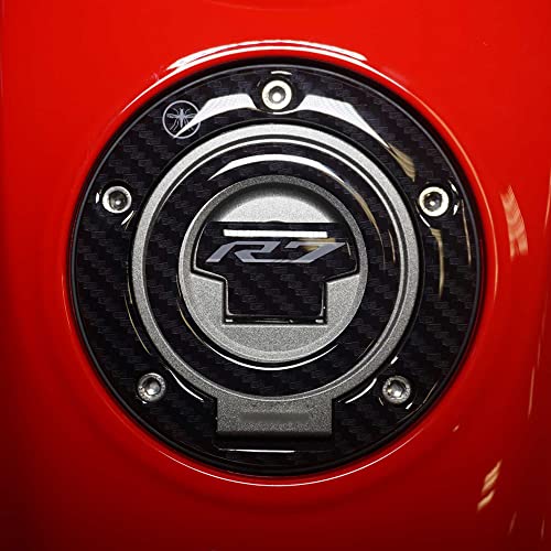 labelbike - 3D Sticker Motorcycle Fuel Tank Cap Protection and Decoration in Resin Compatible with Yamaha R7 2021-2024 Carbon Color