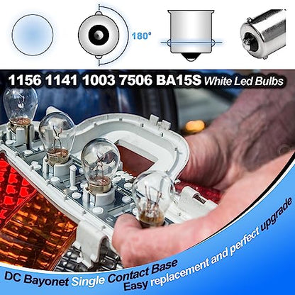 Heifymi 1156 LED Bulb 12V 24V LED Reverse Lights 1141 1003 7506 BA15S P21W Super Bright 6000K Replacement for Car Back up Tail Brake Lawn Mower Lights, 2 Pack - color: 6000K Daylight White, size: BA15S (2 Count)