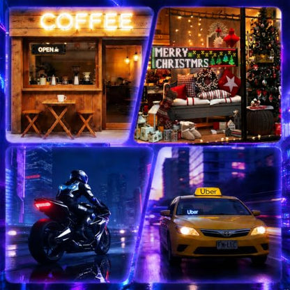 Devil Eyes Light for Motorcycle Windshield, 7''x3'' Flexible Animated LED Eyes, Bluetooth APP & Remote Control Custom Text Pattern Dynamic LED Sign for Car Taxi Sedan SUV