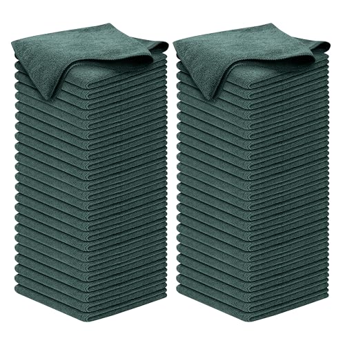 USANOOKS Premium 300GSM Microfiber Cleaning Cloth - 12.5"x12.5" High Performance - 1200 Washes, Ultra Absorbent Microfiber Towels for Cars Undercarriage, Rims & Engine Bay Cleaning - Microfiber Cloth - color: Dark Green, size: 12.5" x 12.5" (100 pack)