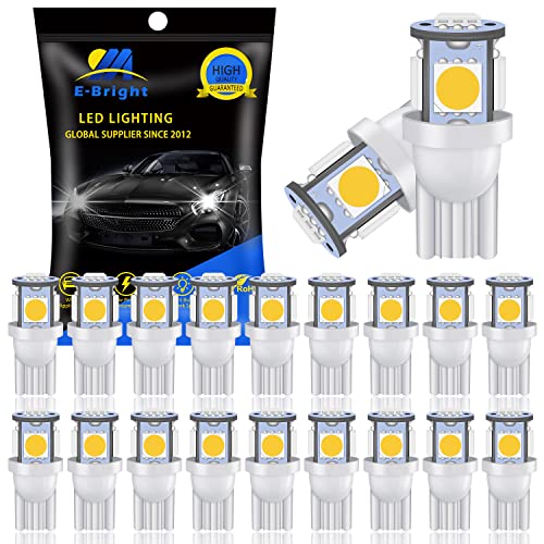 YM E-Bright T10 LED Bulb 194 168 2825 W5W 5050 5SMD Replacement for Truck Interior Lights Clearance Wedge Dome Trunk Dashboard Bulb License Plate Pachislo Slot machine Lamp DC 24V,White (Pack of 20) - color: 24V-White, size: 24V