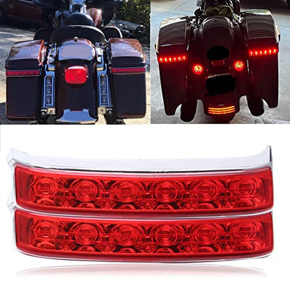 JMTBNO LED Motorcycle Saddlebag Brake Light Tail Light Running Lights Compatible with Harley Touring Electra Glide FLHTCU FLHTCUL FLHTK FLHTKL FLTRU FLHTKSE FLTRUSE(Chrome-Red) - color: Chrome-Red