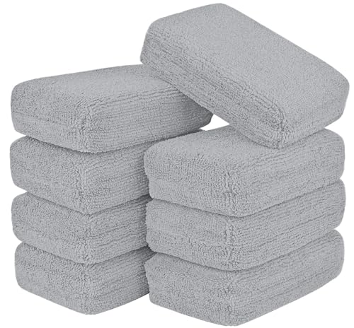 AIDEA Microfiber Applicator Pad-8Pack, Car Wash Sponge, Premium Microfiber Sponge and Cleaning Pads, Perfect for Effortless Wax, Sealant, and Conditioner Application-Grey - color: Gray, size: 8 PK