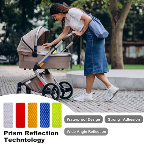 Reflective Tape 50PCS Reflective Tape Outdoor Waterproof,Safety Warning Reflective Stickers for Vehicle,Bicycles,Motorcycles,Helmet,Mailbox Bag (50, Rectangular 5-Color) (50, Rectangle)