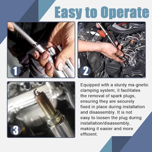 2PCS Magnetic Spark Plug Socket, 14mm&16mm Swivel Thin Wall Spark Plug Socket, Car Accessories Universal 3/8-Inch Drive 12-Point Spark Plug Socket Removal Tool for Most Motorcycles