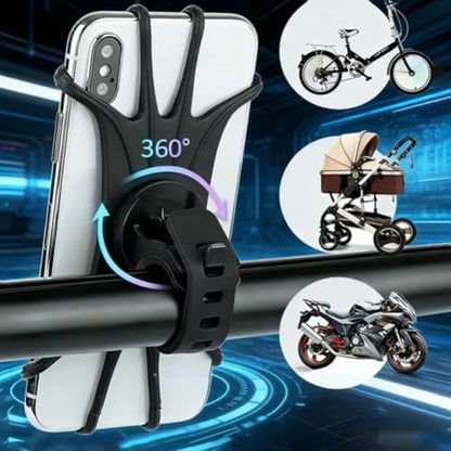 360° Rotatable Anti-Shake Bike Phone Mount Silicone Universal Secure Holder for Motorcycle E-Bike Navigation (Gray) - color: GRAY