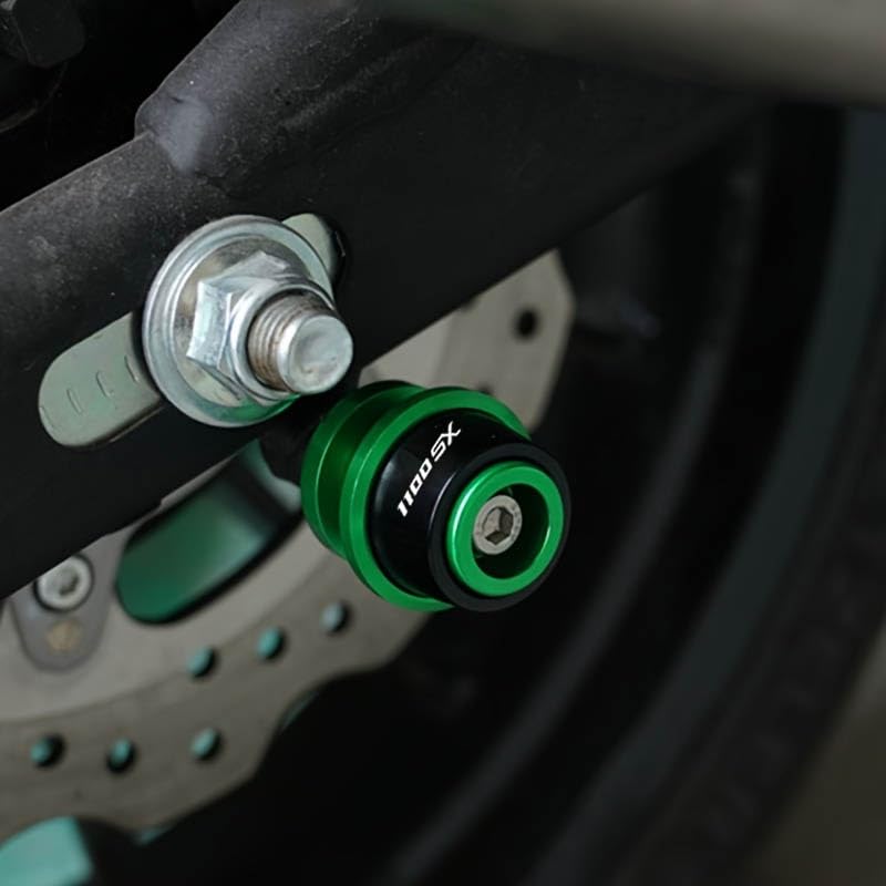 Compatible with Ninja1100SX SE Ninja 1100 SX SE Ninja 1100SX 2025 2026 Motorcycle CNC M8 Swingarm Spools Slider Stand Screws Sliders (Green) - color: Green