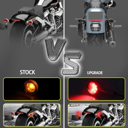 Universal Smoked Bullet Front Rear LED Turn Signals, Motorcycle Brake Taillights 12V Tail Lights Compatible with Halrey Sportster XL1200 Iron 883 Touring Dyna - 2Pcs - color: Black