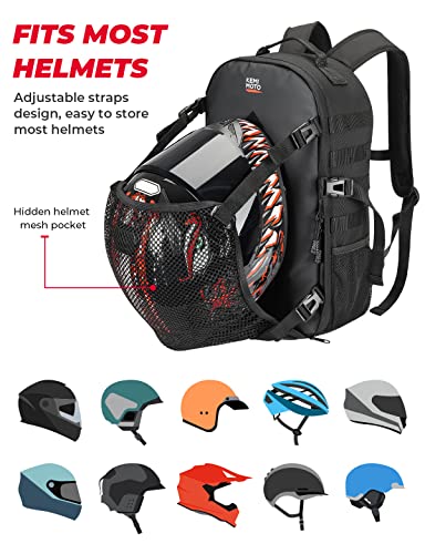 KEMIMOTO Motorcycle Helmet Backpack, 20L Storage Bag with Expandable Hidden Net for Full Face Helmet, Riding & Daily Commute Gift for Men - size: 20L