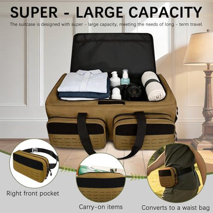 Rolling Duffle Bag with Wheels,120L Large Deployment Bag,Waterproof Military Duffle Bags for Tactical Military Deployment Camping - color: Yellow