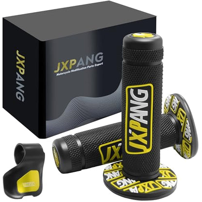 7/8" Motorctcle Handlebar Grips, Non Slip Dirt Bike Hand Handlebar Glue Left & 22mm Right & 24mm Universal for Motercross Most Pit Bike ATV UTVKLX KX EXC XC SX CRF CR YZ WR - color: Style-A-Yellow