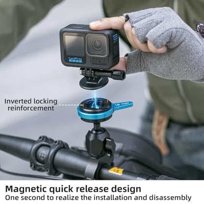SOH Aluminum Handlebar Bike Pole Mount Motorcycle Handlebar Clamp Holder Mount Compatible with GoPro Hero 13/12/11/10/9, DJI Action 5 Pro/4/3 Cameras, AKASO and More Action Cameras