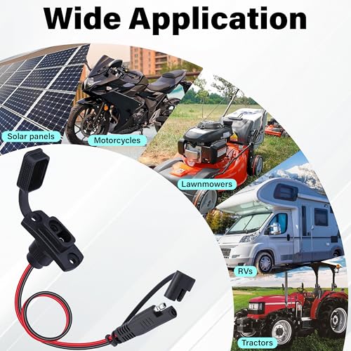 2 PCS SAE Quick Connector Harness, 1FT 12AWG SAE Adapter Male Plug to Female Socket Cable, Waterproof Battery Plug for Solar Panel, Generator, Battery Charger