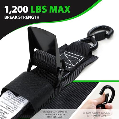 STARLEAPARTS Transom Tie Down Kits (2PK) -2" x 48" Boat Transom Straps - 1,200lb Break Strength Boat Straps for Trailer, Boat or Kayak Secure(Black) - color: Black