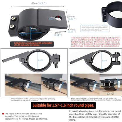 Universal 1.6Inch Tube Clamp Mounting Bracket for Bull Bar Roof Rack Roll Cage - Adjustable 40-42mm (1.57-1.65inch) Kit for LED Square/Round Offroad Lights & Light Bars - size: Approx 40-42MM (1.57-1.65Inch)