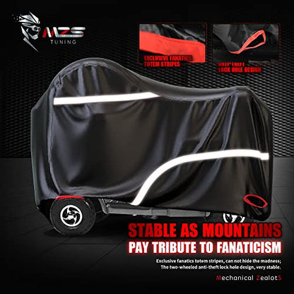 MZS Mobility Scooter Storage Cover, 420D Outdoor Waterproof Protection Electric Scooter Cover Accessories fit up to 56 inch 3 or 4 Wheel Scooters - Vents Night Reflective Buckle Lock-Holes Bag - size: 56 inch Mobility Scooter Size