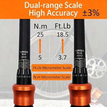 32-Piece 1/4" Drive Click Torque Wrench Set, 3.7-18.5 ft.lb (5-25 Nm), 72-Tooth, Dual-Direction, Includes Spark Plug Sockets & Torx Bits for Motorcycle, Car, ATV & Small Engine Repair