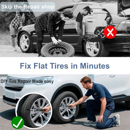 61 PCS Tire Repair Screws, Professional Tire Plugs Screw Type with a Screwdriver, Tire Repair Screws, Self-Service Screw in Tire Repair Plugs, Tire Plug Kit for Car, Motocycle, Truck, Tractor