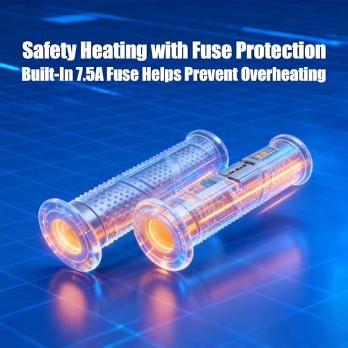 7/8''ATV UTV Heated Motorcycle Grips, 12V 3 Temperature Electric Heated Hand Grips Fit for Harley Honda Kawasaki Yamaha 22mm Diameter Handlebar, Waterproof Anti-Slip