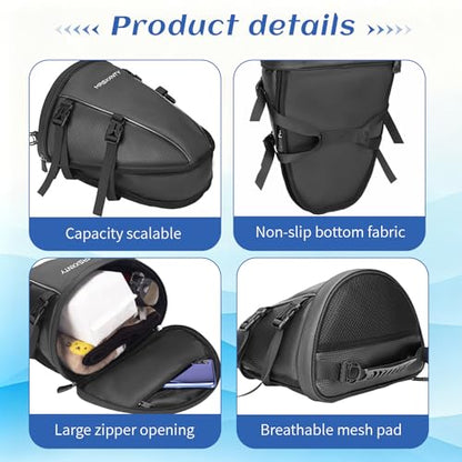 MRSXXNTY Motorcycle Tail Bag Saddle Bags Motorcycles Motorcycle Accessories Gear for Men Tapered Rear Seat Bag Waterproof & Expandable Suitable for Outdoor Cycling and Daily Commuting