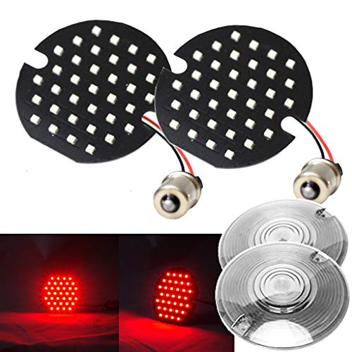 Eagle Lights 3.25 3-1/4 Inch Rear LED Turn Signals Compatible With Harley Davidson® Motorcycles fits Softail Road King Ultra Classic Road Glide Ultra Limited Electra Glide (Add Clear Lenses) - size: Horizon Beam Rear Red with Clear Lenses