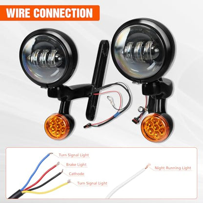 XFMT Motorcycle 4.5" Auxiliary Spot Fog Light LED Turn Signal Light W/Bracket For Harley Touring Road King 1994-Later Electra Glide 1997-Later Street Glide FLHX 2006-Later, Black - color: Black