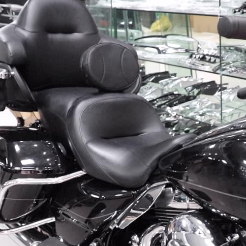 AUFER Adjustable Plug-in Driver Rider Backrest Compatible With For 1997-2026 Harley Touring Road King Street Glide Road Glide Electra Glide Models Driver Backrest - size: Double Line Style (Chrome)