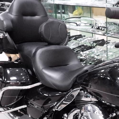 AUFER Adjustable Plug-in Driver Rider Backrest Compatible With For 1997-2026 Harley Touring Road King Street Glide Road Glide Electra Glide Models Driver Backrest - size: Double Line Style (Chrome)