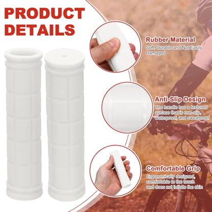 2 Pair Soft Rubber Handlebar Grips, Bicycle Handlebar Grips Bike Handle Bar Wrap Non-Slip 4.5 Inch - Fitting for Mountain Bikes/Road Bicycles/Scooter - color: White/Dark Blue