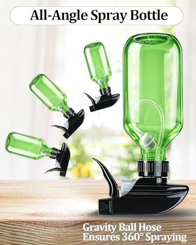 2 Pack 360° Spray Bottles, 10 oz Plastic Small Containers with Adjustable Spray Nozzles, Spray Bottles for Hair, Cleaning Solutions, BBQ and Plants Green - color: Green, size: 10 Ounces
