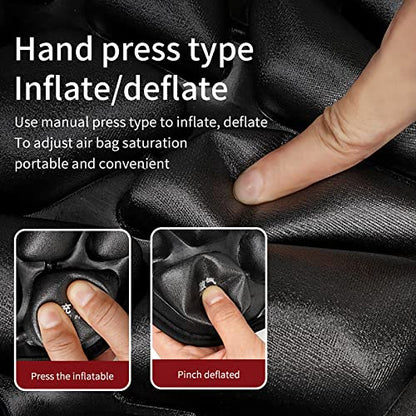 3D Air Shock Absorbing Motorcycle Seat Cushion - Air Filled Motorcycle Seat Pad Butt Protector - Breathable Motorcycle Seat Cover Reduces Pressure and Fatigue. Makes Long Rides More Comfortable