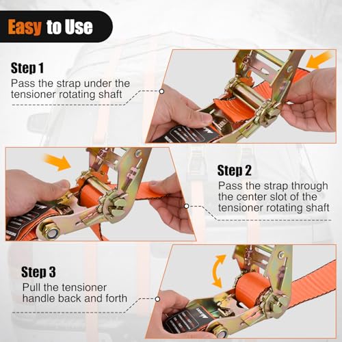 Nilight Flat Hook Ratchet Straps 4 Pack 2 in x 30 Ft Heavy Duty Tie Down Straps 10,000 Lbs Breaking Strength for Truck, Trailers Pickup Orange - color: 4 Pack 2 in x 30 Ft Flat Hook Straps