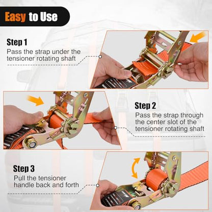 Nilight Flat Hook Ratchet Straps 4 Pack 2 in x 30 Ft Heavy Duty Tie Down Straps 10,000 Lbs Breaking Strength for Truck, Trailers Pickup Orange - color: 4 Pack 2 in x 30 Ft Flat Hook Straps