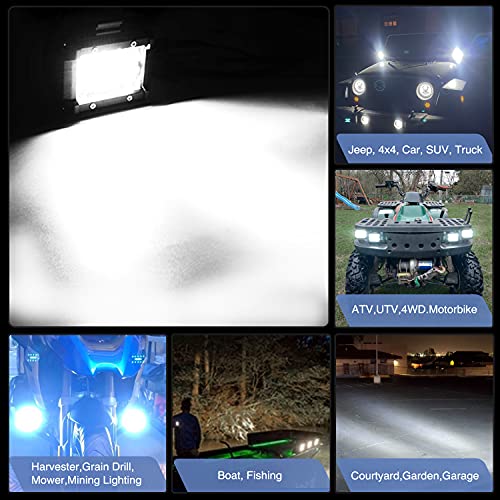 GOOACC 2PCS 60W 4 Inch Triple Row LED Pods Fog Light Mounting Bracket Horizontal Bar Tube Clamp Driving Lighting with 16AWG Off Road Wiring Harness-2 Leads for Truck Golf Cart, Clear,White (Auto-633) - color: 2Pcs LED Pods+ Clamp Bracket+ Wiring Harness