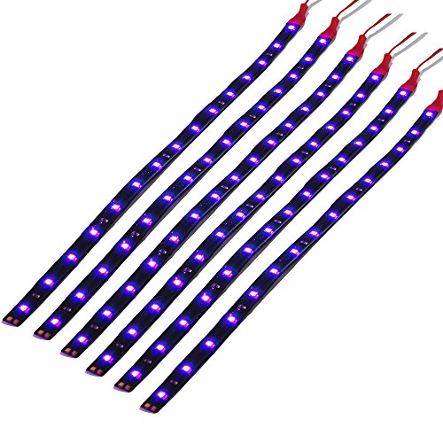DC 12V Waterproof 1Ft 12 LED Strip Underbody Light with 6 inches Wires for Motor (Purple,Pack of 6) - color: Purple