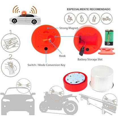 Marhynchus Traffic Emergency Light, Portable LED Strobe Beacon with Magnetized Roof Mount and Hook IP67 Water Proof for Car Motorcycle Truck Roadside Emergencies (Red White) - color: Red White
