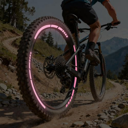 12PCS Reflective Car Wheel Stickers, Night Safety Warning Bicycle Stickers, Anti-Scratch Reflective Rim Decals for Car Motorcycle Cycling Bike (Pink) - color: Pink
