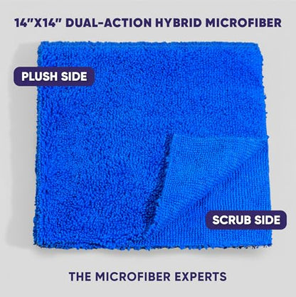 Microfiber Wholesale Pronto Cloths, Dual-Sided Microfiber Cleaning Towels, Soft Plush & Scrub Cloths for Dusting, Scrubbing, Kitchen, Windows & Car Detailing, Absorbent Bulk 25-Pack Blue - color: Blue