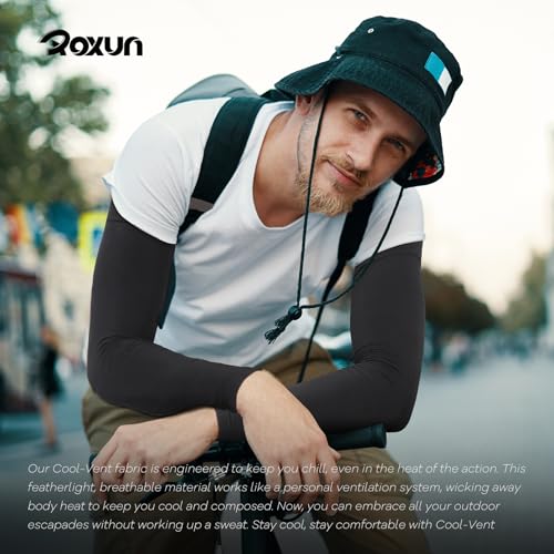 ROXUN Arm Sleeves, Cooling UV Sun Protection Sports Compression for Men/Women - color: 2 Pairs - Black+blue