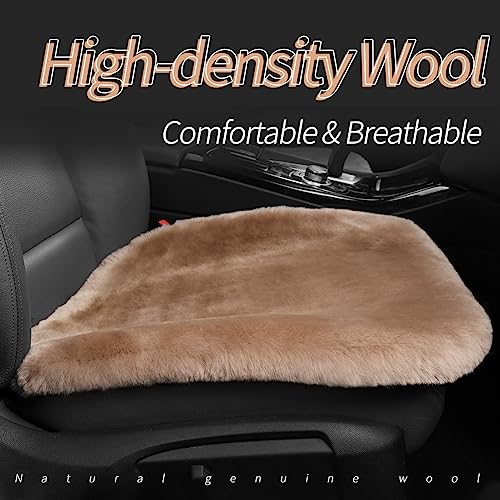 IRIWOOL Genuine Sheepskin Auto Seat Pad, Australian Soft Wool Seat Cover Breathable and Sweat-Wicking Comfort Warm Universal Fit,19.2 inch x19.2 inch (Front seat Cushion 1pc, Light Brown) - color: Light Brown, size: 1 Count (Pack of 1)