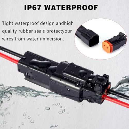 2 Pin DT Connectors Waterproof,2 Wire Connector 16 AWG Automotive Electrical Connector, 2 Pin Male and Female Plug Quick Disconnect Connectors for Car Truck Motorcycle Marine Boat(5 Pairs) - size: DT 2P