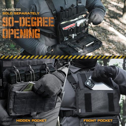 WYNEX Molle Admin Pouch of Kangaroo Style, Tactical Utility Tool Pouch with Mag/Zipper Strip Insert Modular EDC Medical Bag Organizer Attachment Patch Included - color: Black