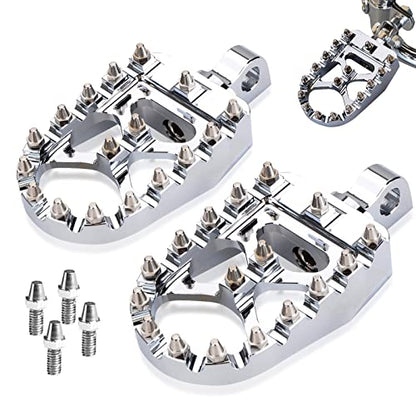 Goldfire Offroad Wide Motorcycle Fat Foot Pegs Pedals, 360° Roating Foot Pedals Footpegs Rests Suit for Harley Dyna Sportster Bobber (Chrome) - color: Chrome