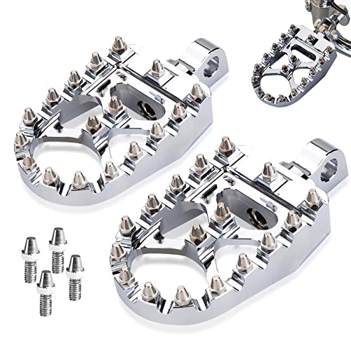 Goldfire Offroad Wide Motorcycle Fat Foot Pegs Pedals, 360° Roating Foot Pedals Footpegs Rests Suit for Harley Dyna Sportster Bobber (Chrome) - color: Chrome