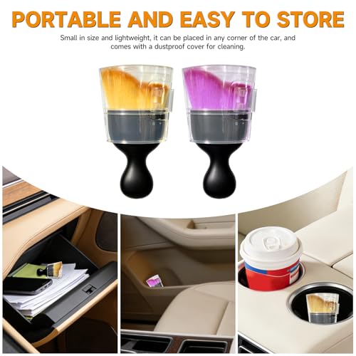 ATTRACTIVE 2-Pack Car Detailing Brush Set, Super Soft Fiber Bristles Dashboard Cleaner for Interior & Exterior, Dust Brush for Air Vents, Leather Seats, Console, Keyboard & Narrow Gaps