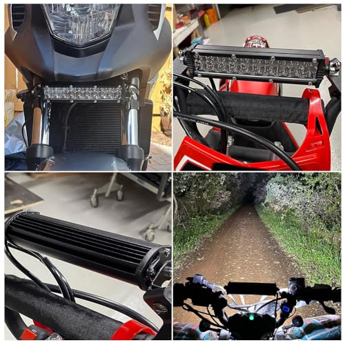 Led Light Bar Motorcycle Headlight Kit Small LED Light Bar for KLX110 YFZ450 CRF110 YZ250F CRF250F TTR110 XR150L for Taotao Apollo Honda ATV 4 Wheeler Dirt Bike Motocross 60W fit 7/8" Handlebars - color: Standard Switch