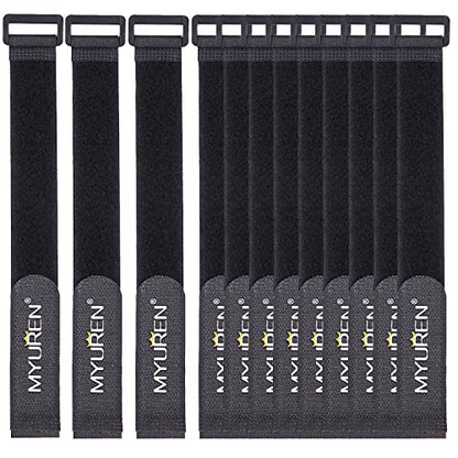 1"x 18"-12 Pack Reusable Fastening Cable Straps with Buckle Adjustable Hook and Loop Securing Strap Multi-Purpose Cinch Strap for Cord Management - size: 18"